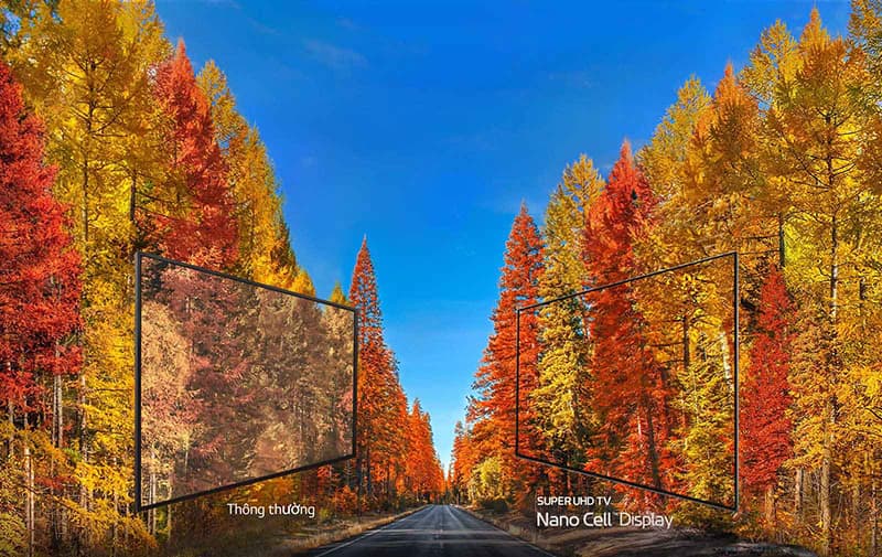 Tivi LG Nanocell kiểm soát tốt ánh sáng màn hình Tivi Nanocell mang lại khả năng hiển thị màu đồng đều