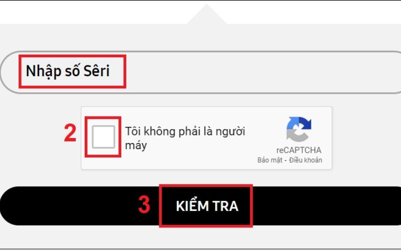 Nhập số serial của tivi vào ô yêu cầu Nhập số serial của tivi vào ô yêu cầu