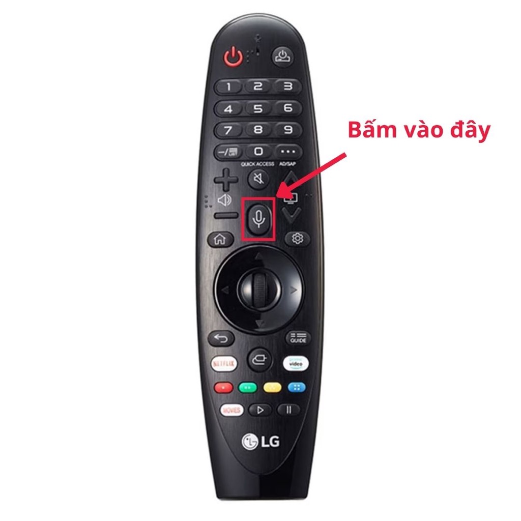 Kích hoạt chức năng tìm kiếm bằng giọng nói bằng cách nhấn nút có biểu tượng của một chiếc micro trên remote