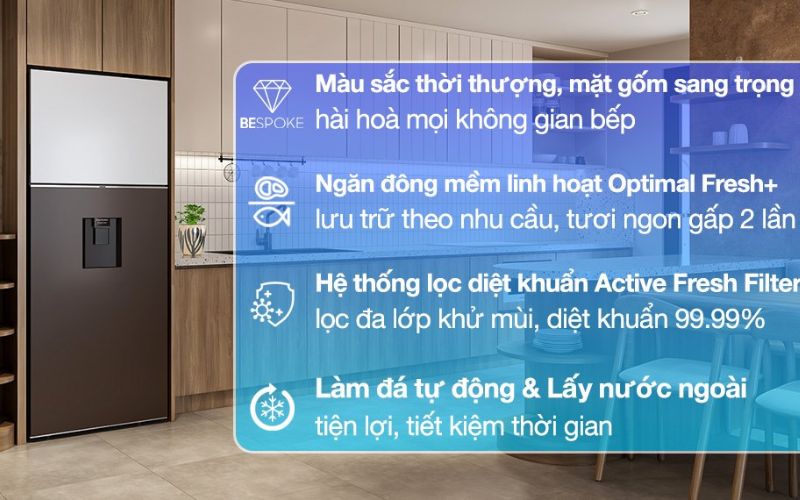  Tủ lạnh Samsung Bespoke Inverter 382 lít RT38CB6784C3SV