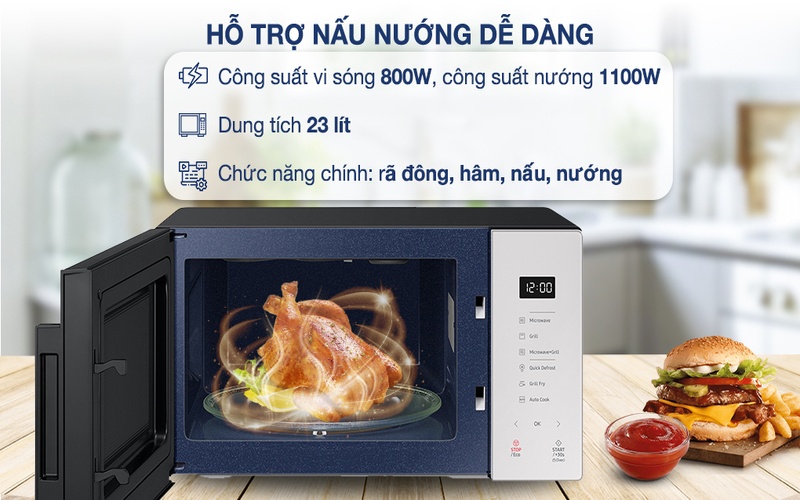 Dung tích 23 lít, công suất mạnh mẽ nấu nướng nhanh chóng hơn Dung tích 23 lít, công suất mạnh mẽ nấu nướng nhanh chóng hơn