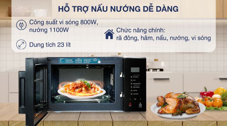  Dung tích lớn 23 lít cùng 4 chức năng đa năng đáp ứng tốt mọi nhu cầu sử dụng