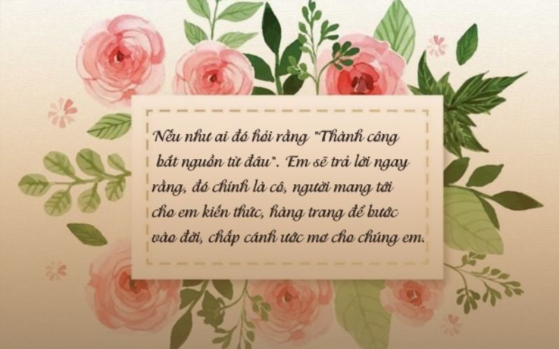 Lời chúc giản dị nhưng chứa đựng sự trân trọng sâu sắc từ học trò dành tặng cô nhân ngày Nhà giáo Lời chúc giản dị nhưng chứa đựng sự trân trọng sâu sắc từ học trò dành tặng cô nhân ngày Nhà giáo