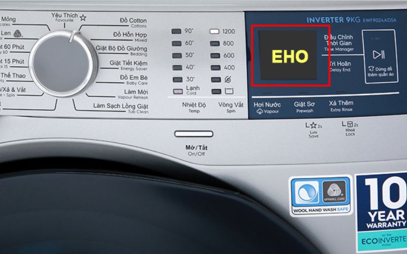Mã lỗi EHO hiển thị ở máy giặt Electrolux, báo hiệu vấn đề về hệ thống điện