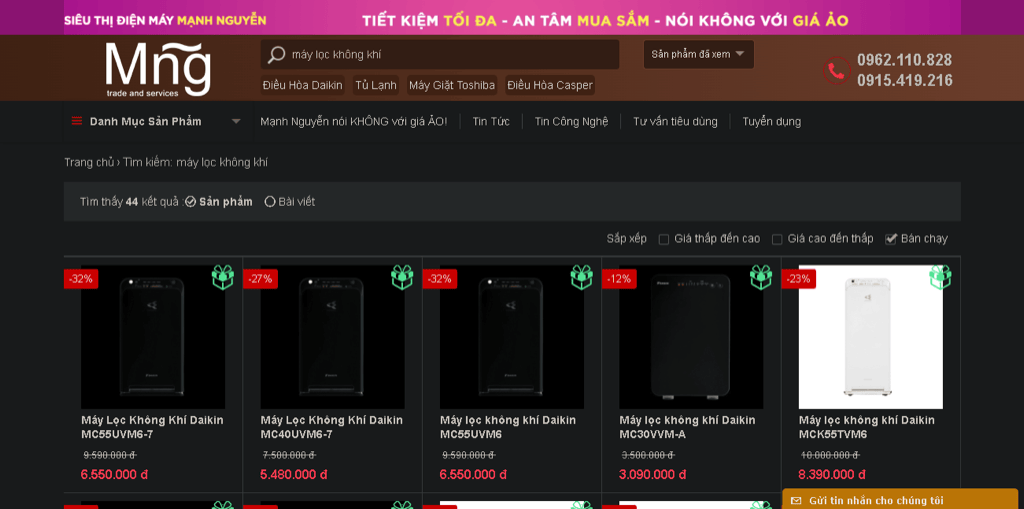Mạnh Nguyễn là cửa hàng cung cấp máy lọc không khí uy tín