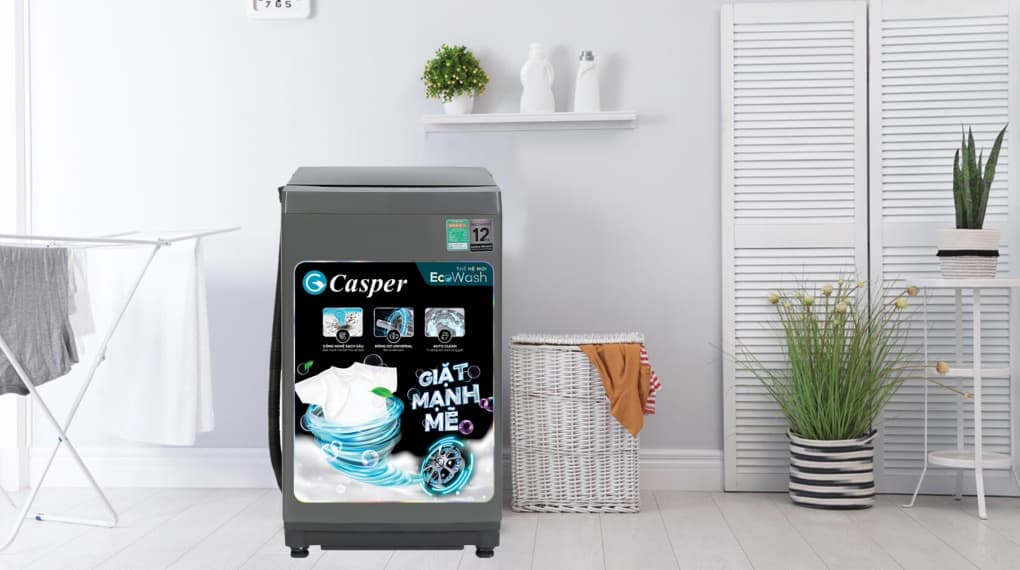 Máy giặt lồng đứng chất liệu bền tốt làm nổi bật mọi không gian nội thất