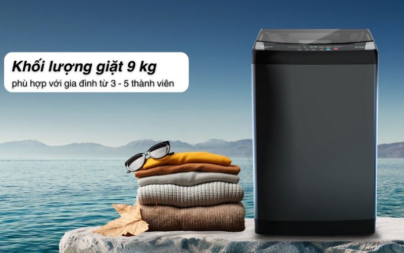 Khối lượng giặt 9Kg, 10 chương trình đa năng giặt giũ đơn giản, thông minh Khối lượng giặt 9Kg, 10 chương trình đa năng giặt giũ đơn giản, thông minh