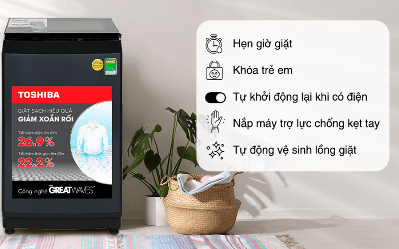 Máy giặt Toshiba AW-M1000FV(MK) được trang bị nhiều công nghệ giặt nổi bật Máy giặt Toshiba AW-M1000FV(MK) được trang bị nhiều công nghệ giặt nổi bật