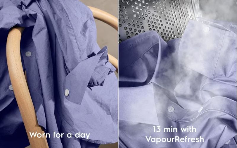  Chu trình VapourRefresh làm phẳng mọi vết nhăn, phục hồi sợi vải