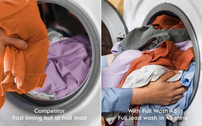 Công nghệ FullWash giặt tối đa tải nhanh chóng chỉ trong vòng phút Công nghệ FullWash giặt tối đa tải nhanh chóng chỉ trong vòng phút