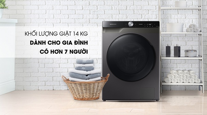 Máy giặt lồng ngang Samsung AI 14KG WD14TP44DSB/SV Máy giặt lồng ngang Samsung AI 14KG WD14TP44DSB/SV