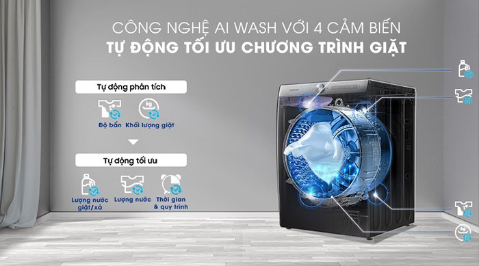 Máy giặt lồng ngang Samsung AI 14KG WD14TP44DSB/SV Máy giặt lồng ngang Samsung AI 14KG WD14TP44DSB/SV