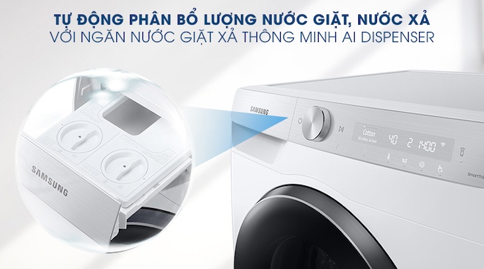 Máy giặt lồng ngang Samsung AI Inverter 9KG WW90TP44DSH/SV