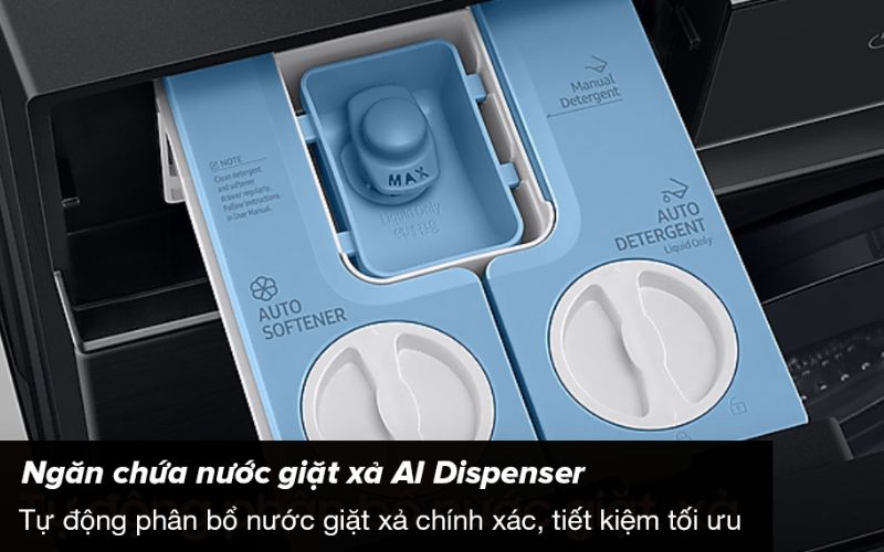  Công nghệ AI Wash, ngăn AI Dispenser tiết kiệm điện nước, bột giặt