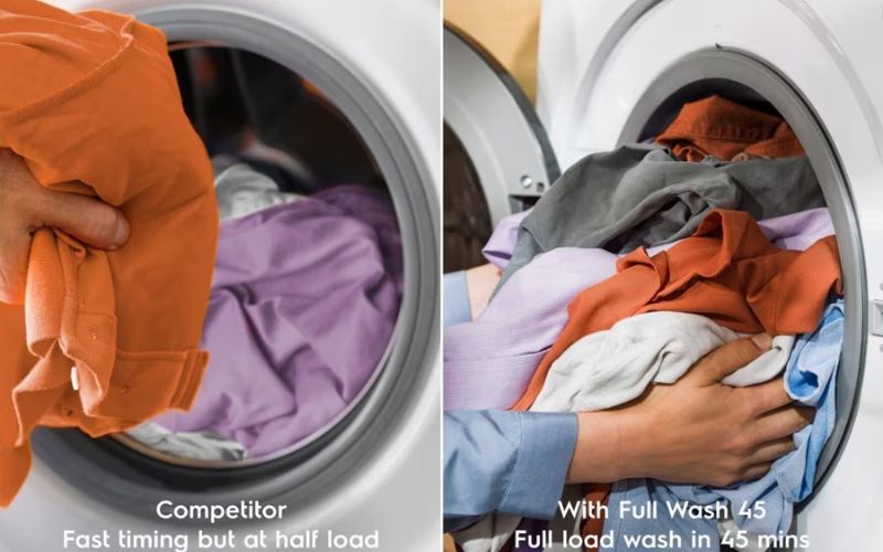  Công nghệ FullWash 45 giặt tối đa tải trọng chỉ trong vòng 45 phút