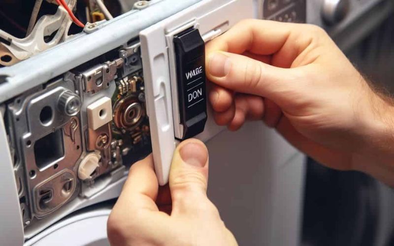 Công tắc cửa hỏng làm máy giặt không khóa chặt, gây gián đoạn chu trình giặt Công tắc cửa hỏng làm máy giặt không khóa chặt, gây gián đoạn chu trình giặt