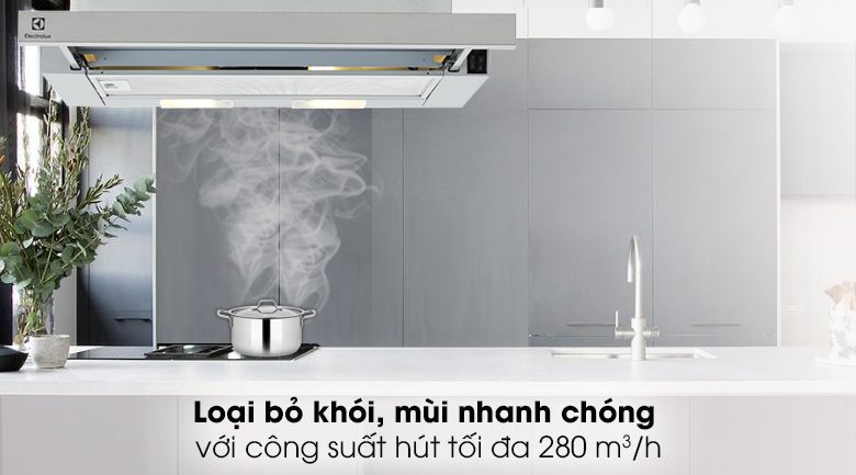 Công suất lớn 280m3/h hút sạch nhanh chóng khói bếp, mùi thức ăn