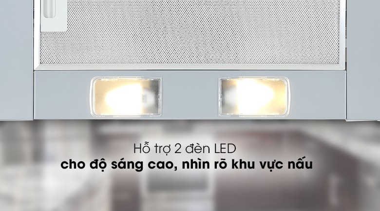 2 chiếc đèn LED tiết kiệm điện chiếu sáng cả không gian bếp bên dưới