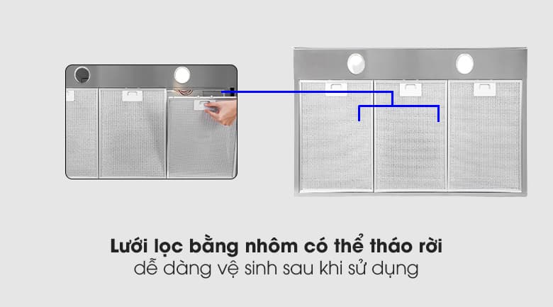 Lưới lọc nhôm bền tốt lọc dầu mỡ hiệu quả, tháo rời vệ sinh thuận tiện