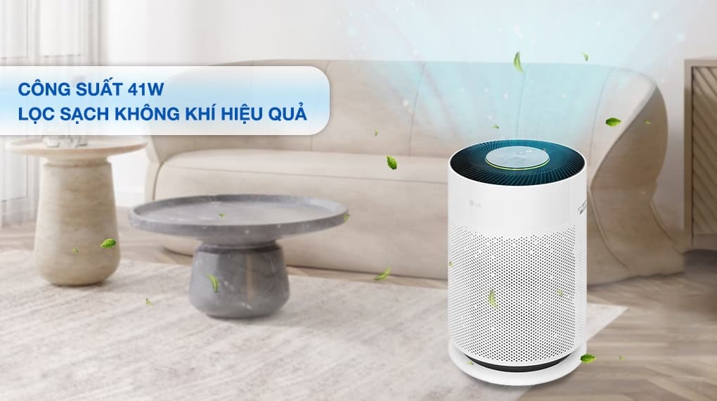  Công suất 41W, 2 chế độ cùng 4 mức độ lọc hiệu quả không gian 60m2
