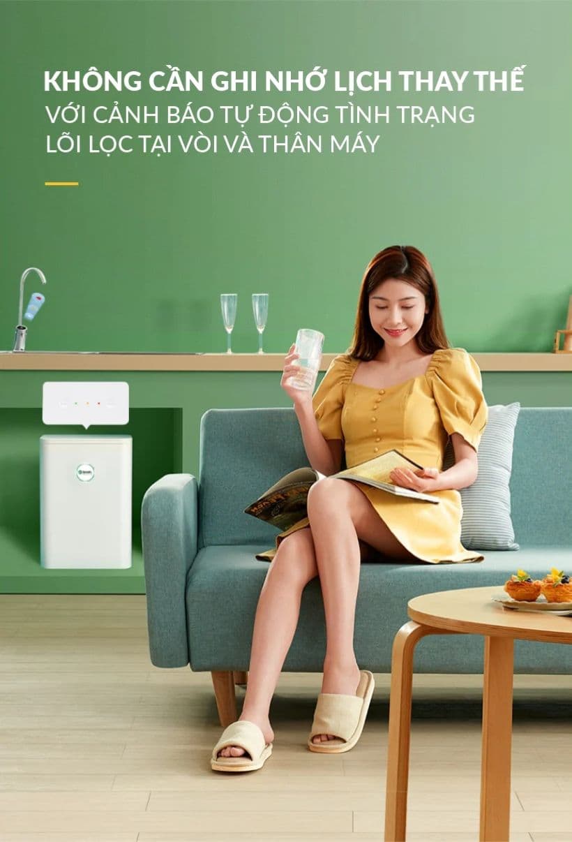  Hệ thống cảnh báo thay thế lõi lọc tự động dễ dàng theo dõi lõi lọc