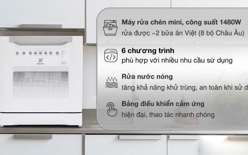 Electrolux ESF6010BW với chế độ rửa nhanh 30 phút, hoàn hảo cho bát đĩa ít bẩn