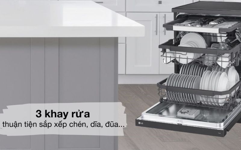 3 khay rửa rộng rãi sắp xếp chén dĩa, đũa muỗng thuận tiện, linh hoạt 3 khay rửa rộng rãi sắp xếp chén dĩa, đũa muỗng thuận tiện, linh hoạt