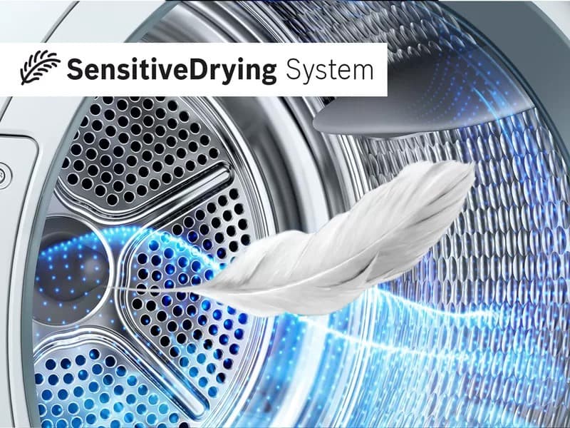 Công nghệ Sensitive Drying System sấy khô quần áo nhẹ nhàng, mềm mại, chống nhăn Công nghệ Sensitive Drying System sấy khô quần áo nhẹ nhàng, mềm mại, chống nhăn