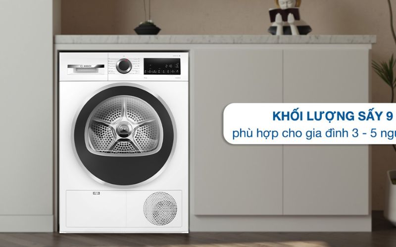  Khối lượng sấy lớn 9Kg cùng đa chương trình thoải mái sấy khô quần áo