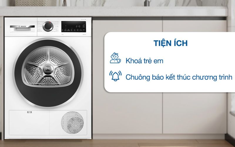 Các tính năng tiện ích cho trải nghiệm sấy khô quần áo tiện nghi hơn  Các tính năng tiện ích cho trải nghiệm sấy khô quần áo tiện nghi hơn