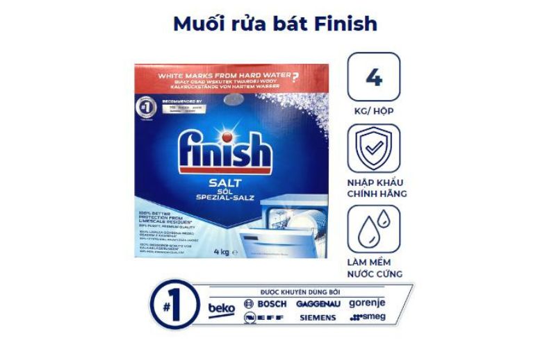 Muối rửa bát Finish đảm bảo máy rửa bát luôn hoạt động tốt Muối rửa bát Finish đảm bảo máy rửa bát luôn hoạt động tốt