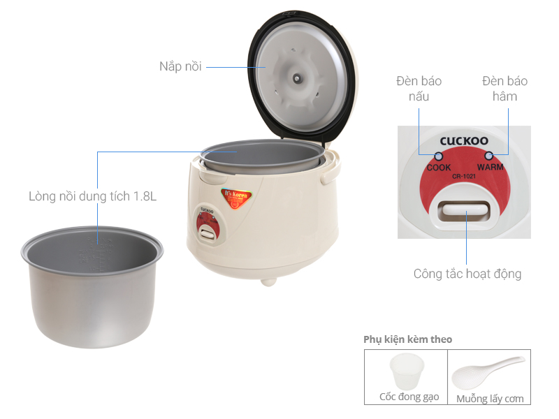 Thông số kỹ thuật Nồi cơm điện Cuckoo 1.8 lít CR-1021