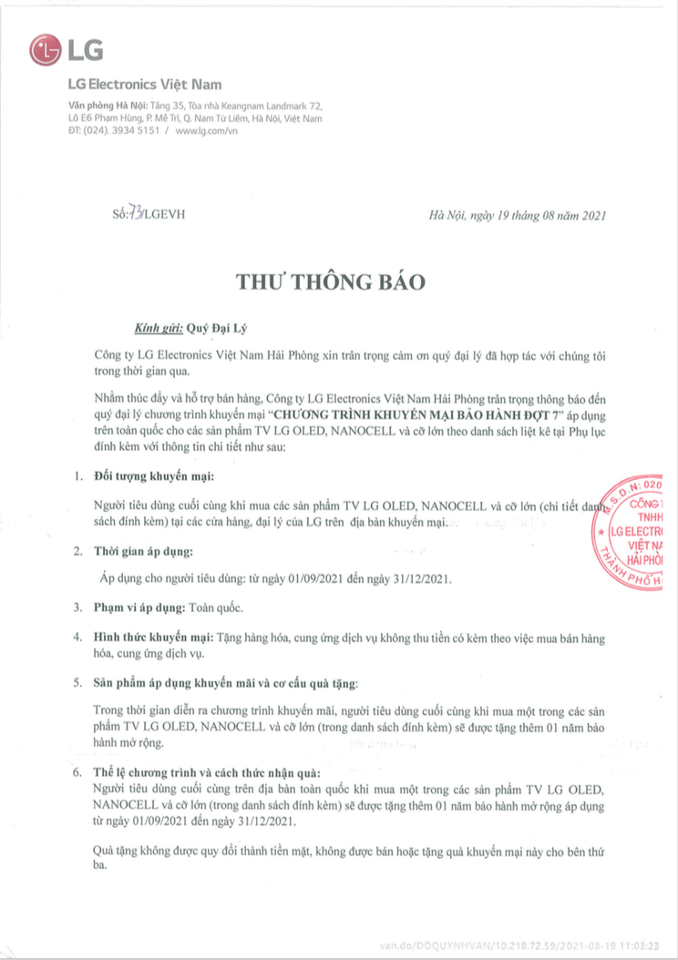 Chương trình ưu đãi khi mua TV LG