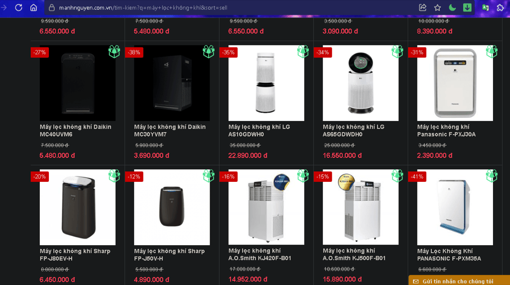 Sản phẩm máy lọc không khí có mức giá đa dạng cho người dùng lựa chọn dễ dàng