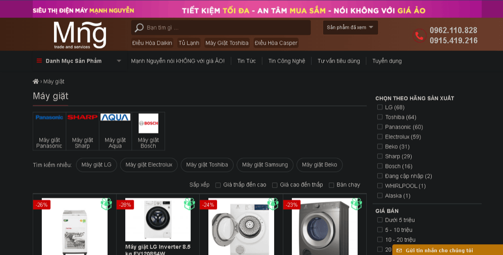 Siêu thị điện máy Mạnh Nguyễn là địa chỉ cung cấp máy giặt Panasonic uy tín ở Việt Nam