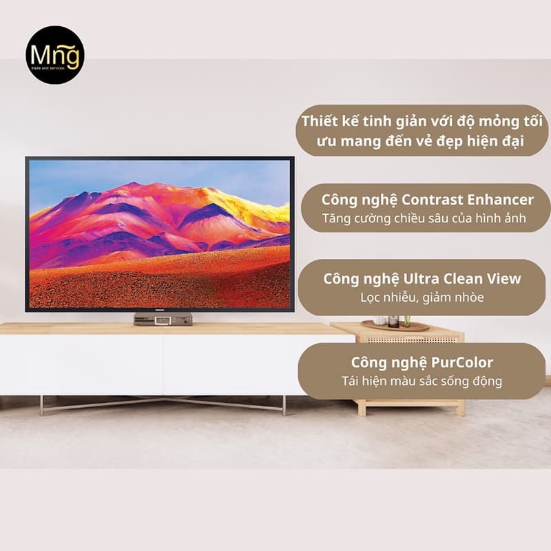 Smart Tivi Samsung 43 inch UA43T6500 dễ dàng kết hợp với mọi xu hướng nội thất Smart Tivi Samsung 43 inch UA43T6500 có viền màn hình siêu mỏng