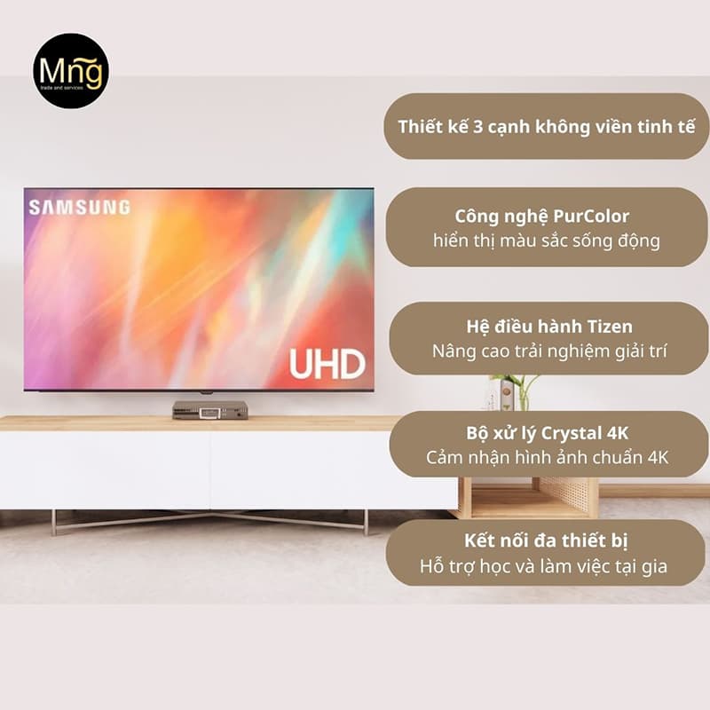 Smart Tivi Samsung 4K 55 inch UA55AU7002 sở hữu thiết kế nổi bật đến từ Samsung Smart Tivi Samsung 4K 55 inch UA55AU7002 sở hữu thiết kế nổi bật đến từ Samsung