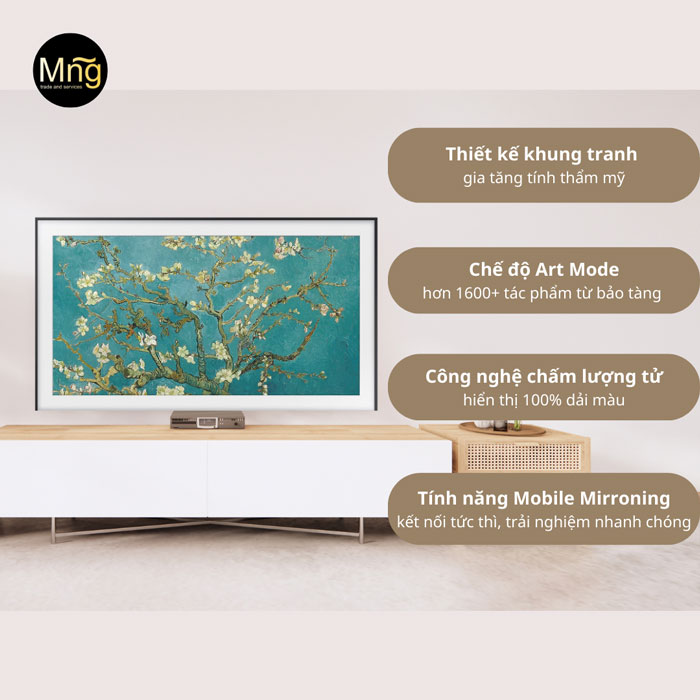 Smart tivi Samsung 4K The Frame 32 inch 32LS03B có thiết kế như một bức tranh