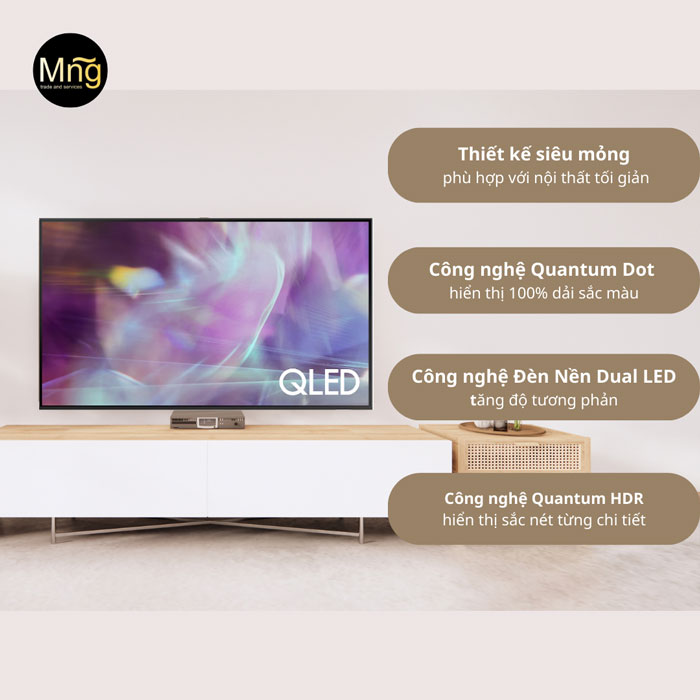 Smart tivi Samsung QA43Q65AAKXXV có thiết kế siêu mỏng