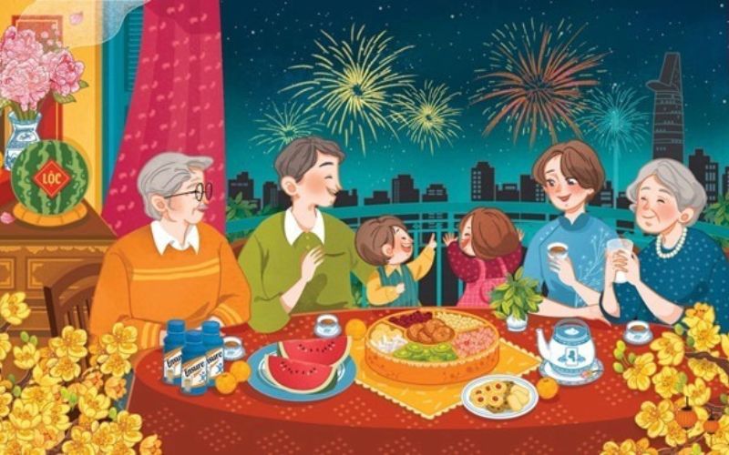  Tết Dương lịch mọi người cùng nhau sum vầy, chúc mừng năm mới