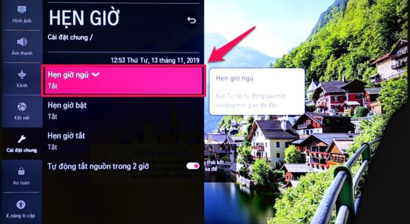 Tính năng hẹn giờ ngủ trên tivi LG Tính năng hẹn giờ ngủ trên tivi LG