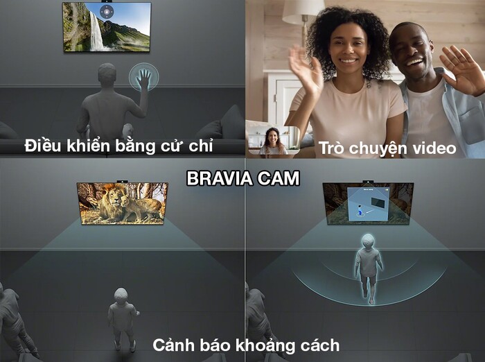 Tích hợp một số tính năng như remote, ứng dụng ChromeCast, Airplay 2 và Bravia Cam giúp tăng trải nghiệm giải trí của người dùng