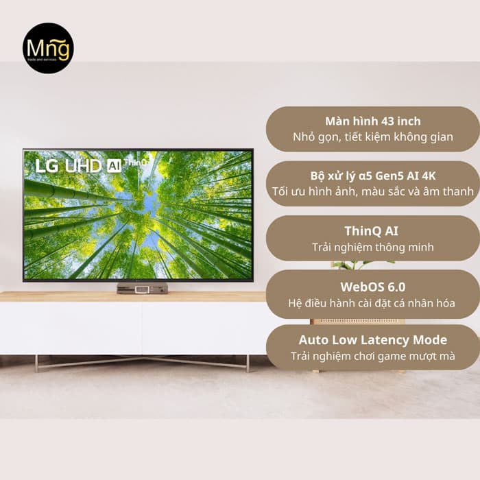 Tivi 43UQ8000PSC với kích thước 43 inch nhỏ gọn