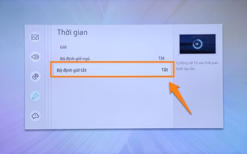 Tắt cài đặt thời gian tự động tắt trên tivi Tắt cài đặt thời gian tự động tắt trên tivi