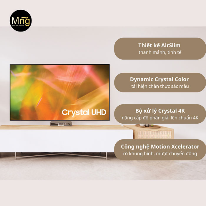 Tivi Samsung 65AU8100 với kích thước 65 inch