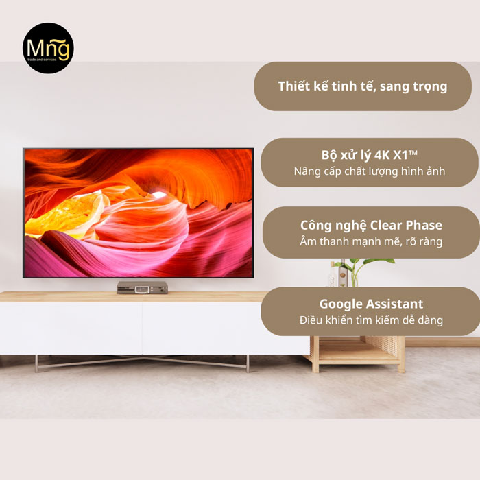 Google Tivi Sony 4K 55 inch KD-55X75K phù hợp phòng khách, phòng ngủ