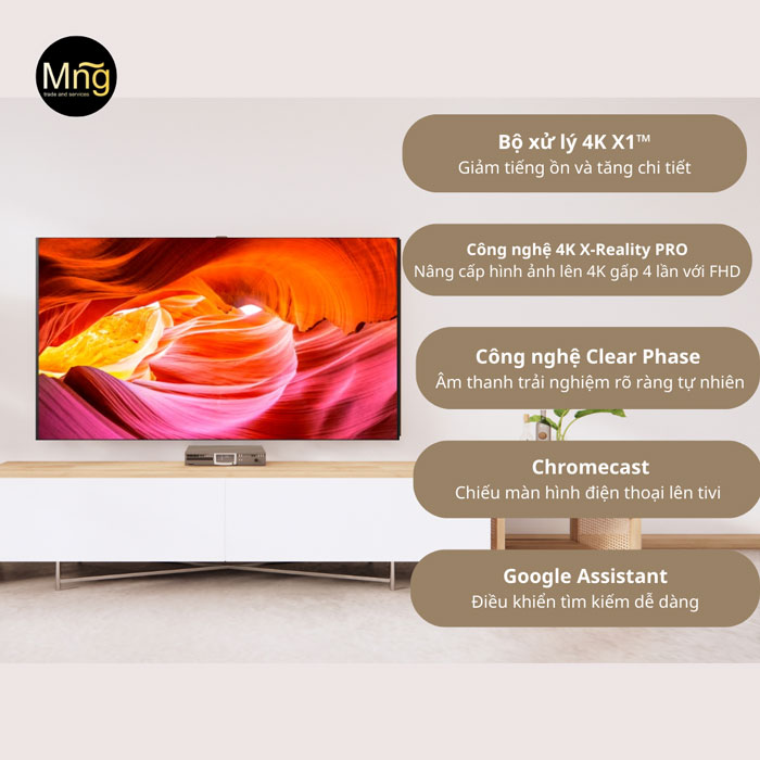 Tivi Sony KD-43X75K với kích thước 43 inch phù hợp với những không gian lắp đặt có diện tích từ 10 - 15 m2