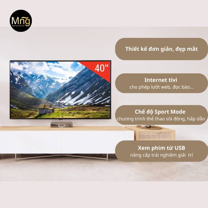 Nhờ thiết kế mỏng cùng kích thước 40 inch nhỏ gọn, tivi UA40H5203 giúp người dùng tối ưu diện tích không gian lắp đặt