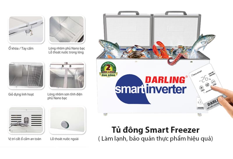 Tủ đông Darling 2 ngăn 360 lít DMF-3699 WS Tủ đông Darling 2 ngăn 360 lít DMF-3699 WS