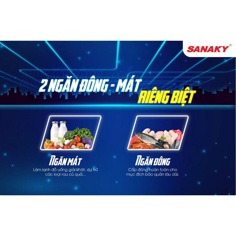 Dung tích lớn gồm ngăn đông, ngăn mát đáp ứng mọi nhu cầu sử dụng